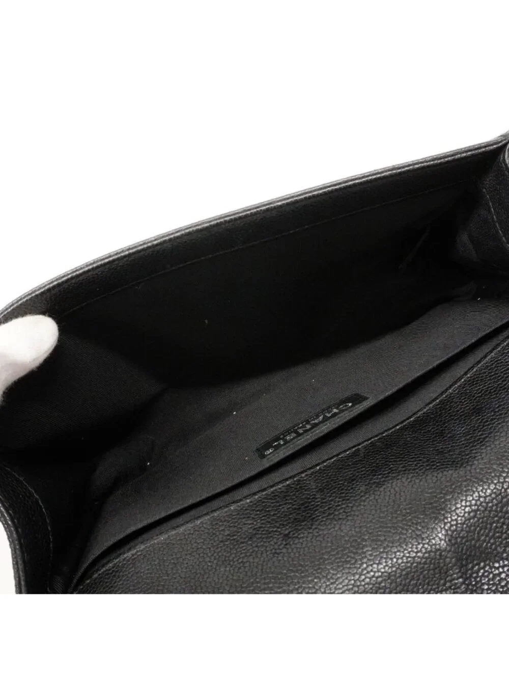 Chanel Shoulder Bag Boy Caviar Leather Black Silver